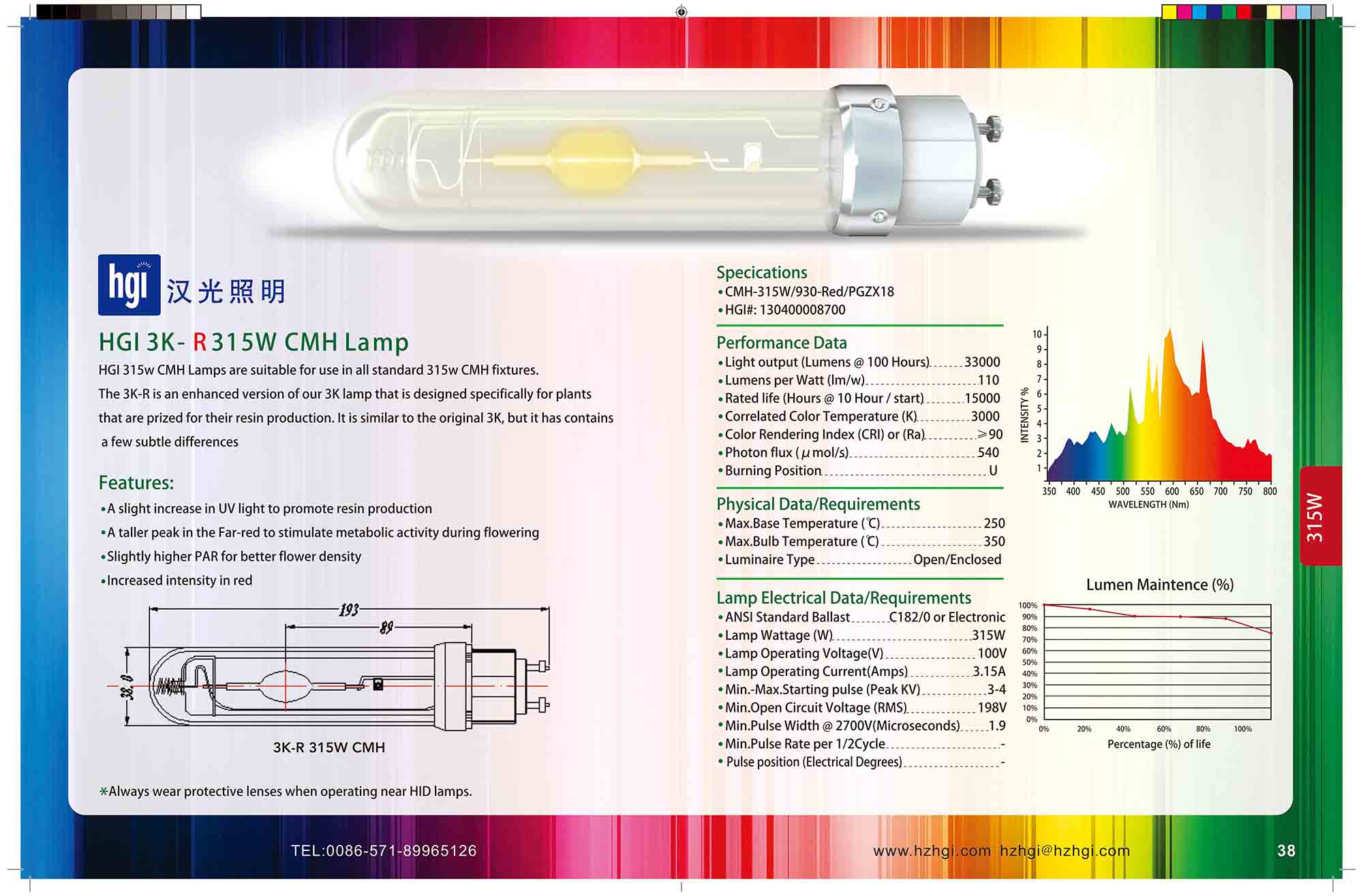 HGI 3K R 315W CMH Lamp