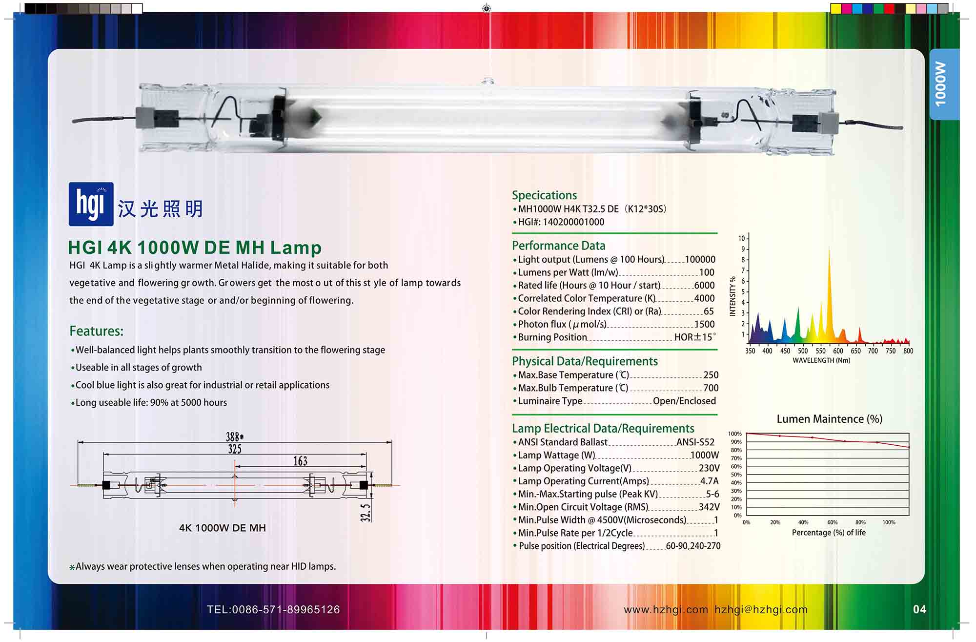HGI 4K 1000W DE MH Lamp
